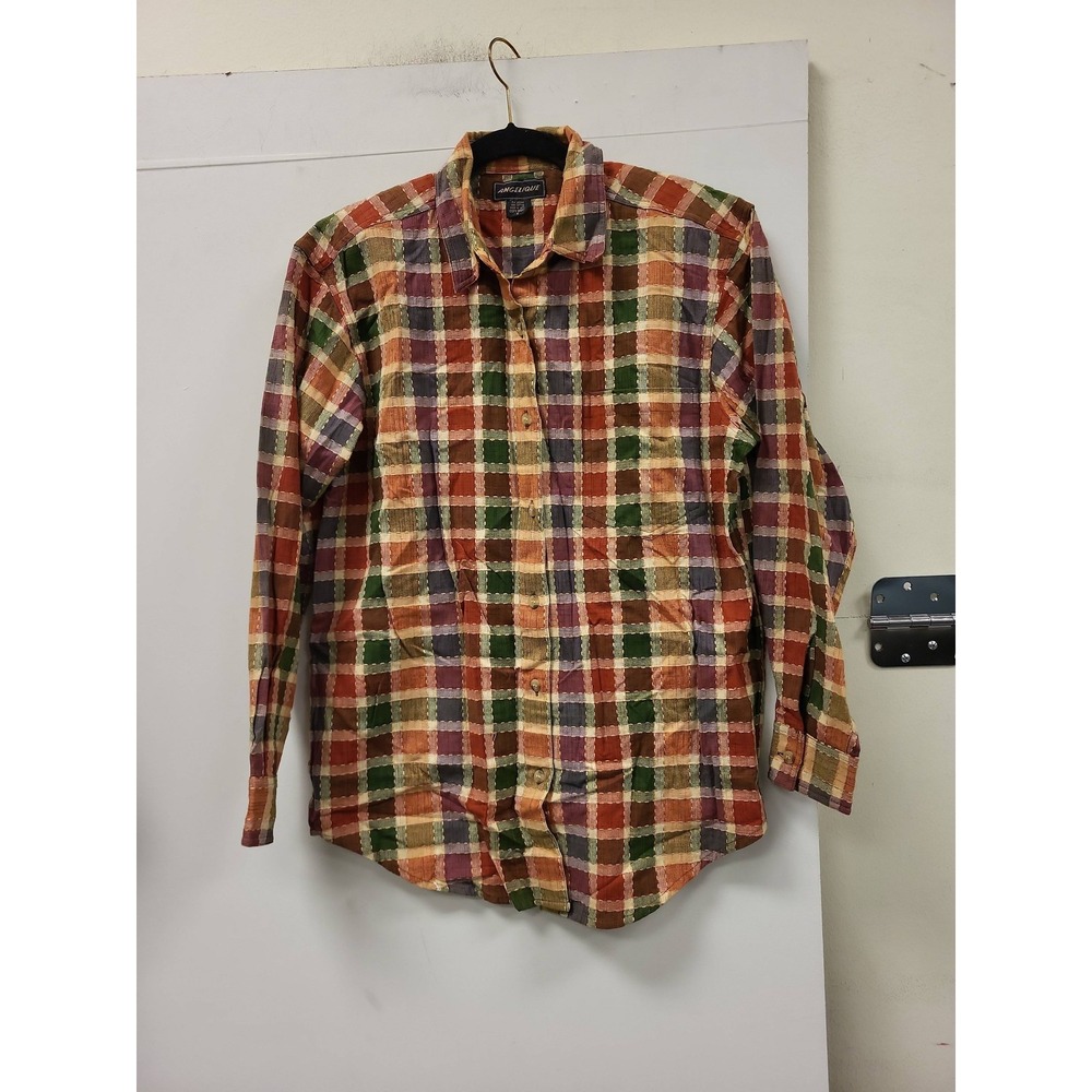 Angelique Mens Shirt S Plaid Button Up‎ Long Sleeve Cotton India Casual Top